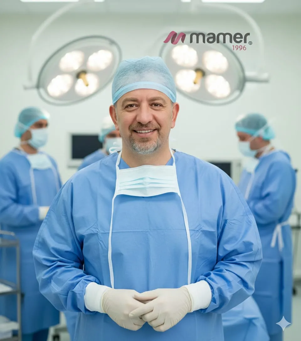 Op. Dr. Oktay Çelik ameliyathane kıyafetiyle